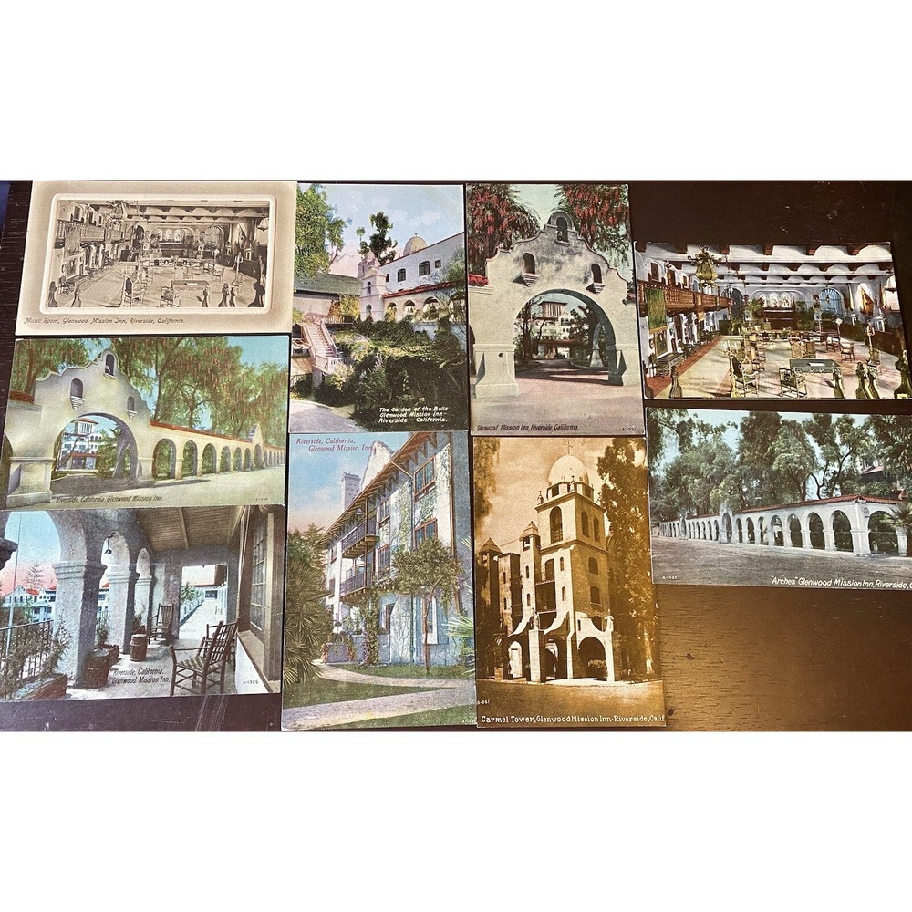 Lot‎ Of 9 Antique Postcards Of Glenwood Mission Inn In Riverside California